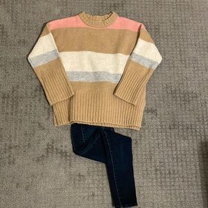 Topshop Supersoft Striped Crewneck Sweater, Size S